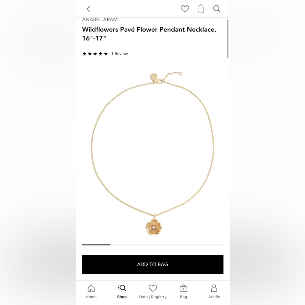 Gold Pavé Flower Pendant Necklace